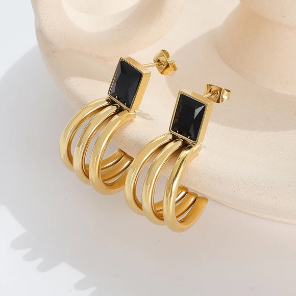 NEW💎18K Gold Statement Earrings*Zircon Earrings - Picture 2 of 4